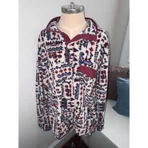 Patagonia Men's Printed Fleece Pullover Jacket in Multi/Maroon